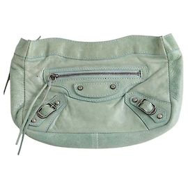 Pochette Balenciaga Le City en cuir verte Vert