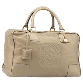 LOEWE Amazona 35 Handtasche Leder Gold Authentisch 204893A Golden