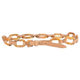 Prada Tortoiseshell-Effect Resin & Leather Chain Belt Brown Other