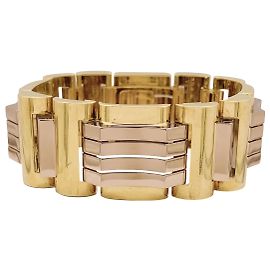 Autre Marque Bracelet "Tank", or jaune et or rose.  Autre