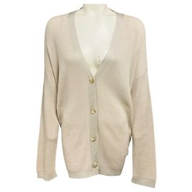 Fabiana Filippi Beige / Dune Strickjacke aus Bio-Baumwolle mit Schimmer-Effekt Beige