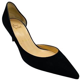 Christian Louboutin Black Pointed Toe Suede D'Orsay Pumps Black
