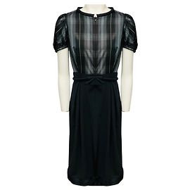 Robe midi Dice Kayek Pink Label gris anthracite à carreaux multicolores avec ceinture à nœud Gris