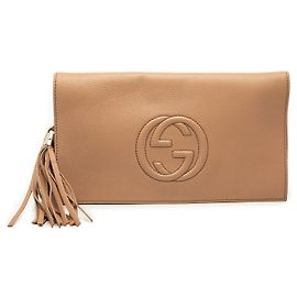 Brown Gucci Calfskin Soho Disco Clutch Brown