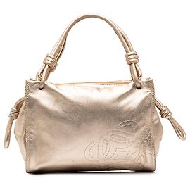 Sac à main LOEWE Anagram Knot en cuir nappa métallisé doré Doré