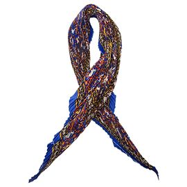 Lenço de seda plissado Hermès Chasse en Inde Azul 140 Scarves Azul