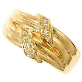 Autre Marque Anel aliança em ouro amarelo 18K com diamante Dourado