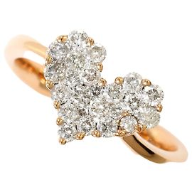 Autre Marque Anel aliança em ouro rosa 18K com 1 diamante Dourado