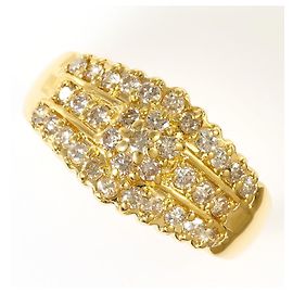 Autre Marque Bague alliance en or jaune 18K et diamants Doré