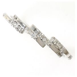 Autre Marque Anel aliança em ouro branco 18K com diamante Dourado