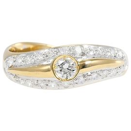 Autre Marque Anel aliança em ouro 18K com diamante Dourado