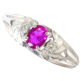 Autre Marque Ehering aus 14K Weißgold mit Rubin und Diamant Golden