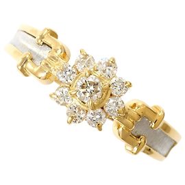 Autre Marque Bague alliance en or jaune 18K et platine avec diamant Doré Autre