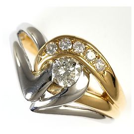 Autre Marque Anel aliança em ouro amarelo 18K e platina com diamante Dourado Outro