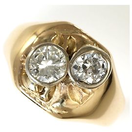 Autre Marque Ringband aus 14K Gelbgold mit Diamant-Akzenten Golden