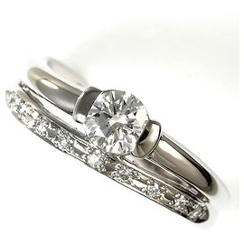 Autre Marque Platinum Band Ring with Diamond Other