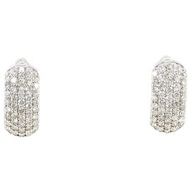 Autre Marque Brincos de argola em ouro branco 18K com diamantes Dourado