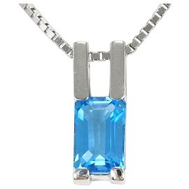 Autre Marque Collana in oro bianco 14K con topazio blu Blu D'oro