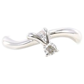 Autre Marque 14K White Gold Band Ring with Diamond Golden
