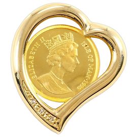 Autre Marque 18K & 24K Yellow Gold Diamond Pendant Golden