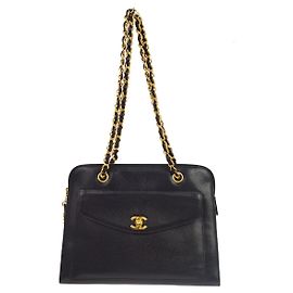 Chanel Vintage Front Pocket Quilted Caviar Medium Preto