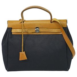 Hermès Hermes Herbag Toile and Leather PM Noir