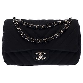 Bolsa CHANEL Timeless/Classique em Algodão Preto - 103937 Preto