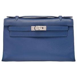 Hermès HERMES Kelly Mini Bag in Blue Leather - 103945 Blue
