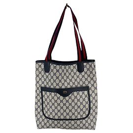 Gucci Sac cabas shopping Vintage Blue GG Monogram Canvas Web Bleu