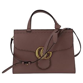 Gucci Bolsa de ombro com aba e alça superior Marmont em couro mauve pink Rosa