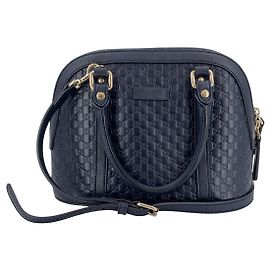 Gucci Borsa a tracolla Microssima Dome Small Satchel in pelle blu navy Blu navy