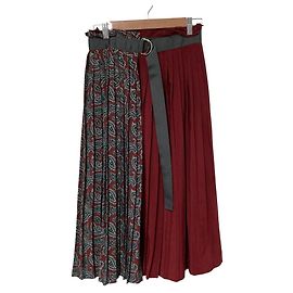 Autre Marque Adam et Rope Paisley Long Skirt Red Green