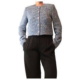 Anine Bing Giacca in tweed blu con bottoni Blu