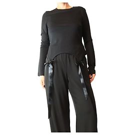 Simone Rocha Top de cinta negro de manga larga - size M Negro