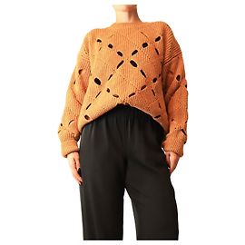 Acne Pull à losanges avec ourlets festonnés Cognac - size M Marron