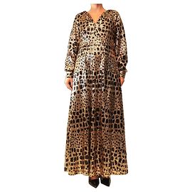 Antik Batik Robe maxi Baguy noire et dorée - size M Doré