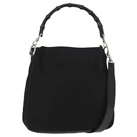 GUCCI Bamboo Shoulder Bag Nylon 2way Black Silver 001 1638 Altro