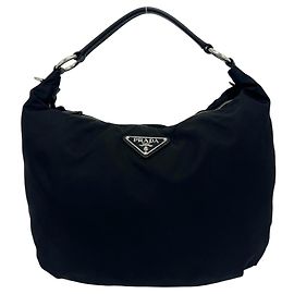 Prada Triangle Logo Hardware Tessuto Bag Black