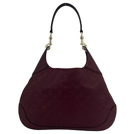 Gucci Guccissima Leather Shoulder Bag Red Dark red