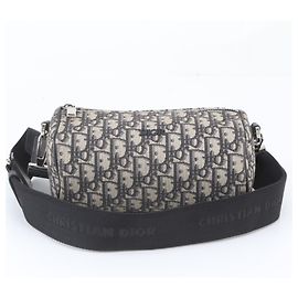 Christian Dior Dior Oblique Roller Schultertasche aus Leder Schwarz