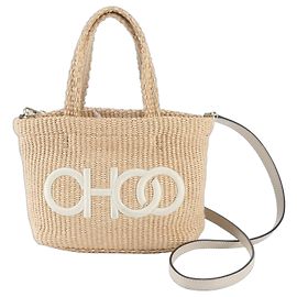 Bolsa Cesto de Ráfia Jimmy Choo Bege