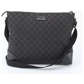 Borsa a tracolla Gucci in tela GG e pelle Nero