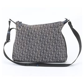 Borsa a tracolla in pelle Christian Dior Trotter Blu navy
