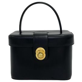 Céline Celine Vintage Starball Logo Hardware Lederhandtasche Schwarz