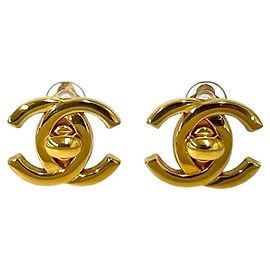 Chanel Vintage Coco Mark Gold Clip-On Ohrringe Golden