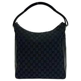 Tote Gucci em couro e tela com padrão GG Logo Preto