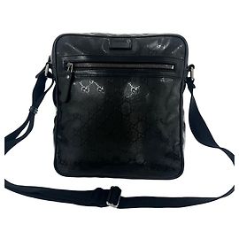 Bolsa Messenger Gucci GG Imprimé em couro preto Preto