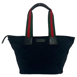 Gucci Sherry Line GG Canvas Handbag Black Red Green