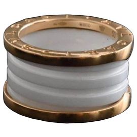 Bulgari B.zero1 Ring in White Ceramic and Yellow Gold White Golden