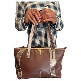 Carolina Herrera Sac cabas en cuir marron et détails dorés Marron Doré